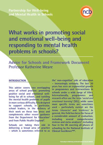 National Context & Guidance What works in promoting social and emotional wellbeing and responding to mental health
