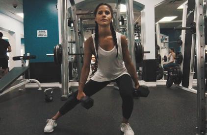 DAY 1 WARM UP Elliptical Duration: 10-15 minutes REST: 60 SECONDS BETWEEN EACH SET WALKING LUNGES (BARBELL) REPS: 12 12 10 (EACH SIDE) 1 Secure a barbell across your upper back, just below your neck