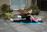 Stop and then repeat the whole exercise again. Pull your knees into your chest and relax your tummy.
