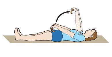 Cane exercise 1. Lie on your back with your arms at your side, holding a cane or stick. 2.