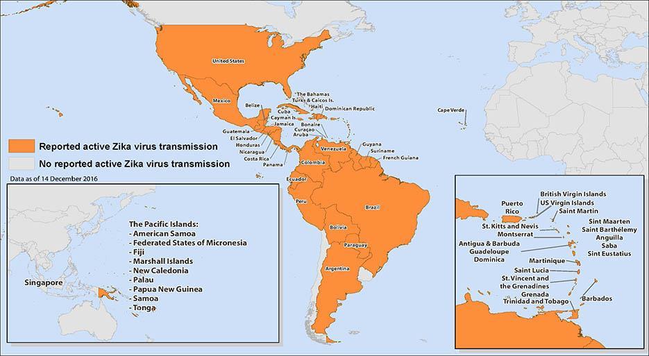 Areas With Active Zika Virus