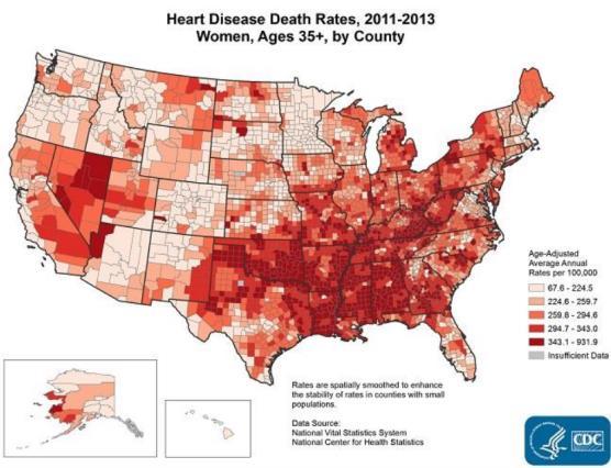 Women and Heart Disease Heart disease and cancer are the 2 leading causes of death in US 1 in every 4 female deaths 64% of women who die suddenly of coronary artery disease had no prior