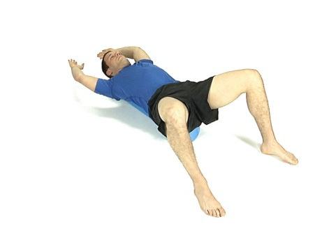 Mid-back mobility - angel Lie lengthwise on a long foam roller, knees bent, lower core engaged, and head in a neutral nod.