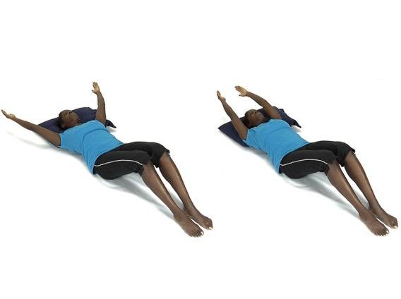 T/Y/I Mobility Lie lengthwise on a long towel roll placed along the mid back at the most marked curvature.