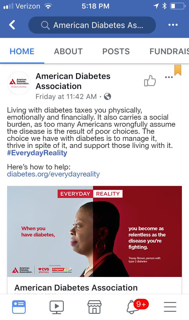 PROMOTION Social Media Join the conversation and share your everyday reality using #EverydayReality. Please also tag the American Diabetes Association on: facebook.