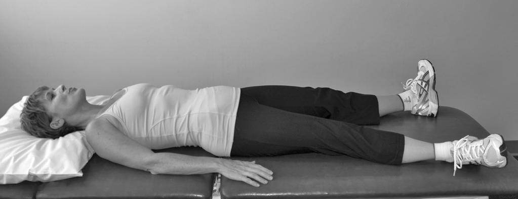 While breathing in, slowly roll your legs in from the hip joints. 2. While breathing out, slowly roll your legs out. Do this 2 to 3 times.