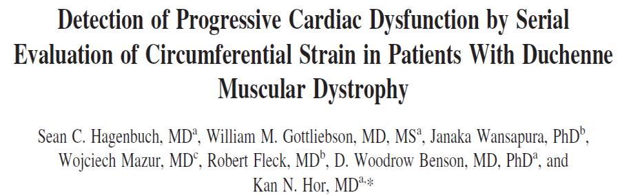 Cardiac MRI (CMR): The Heart in DMD Beyond Squeeze (Myocardial Strain) We also showed that the myocardial strain magnitude