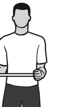 Sitting or standing, tuck your elbows into your side, elbows bent hold a stick or broom.