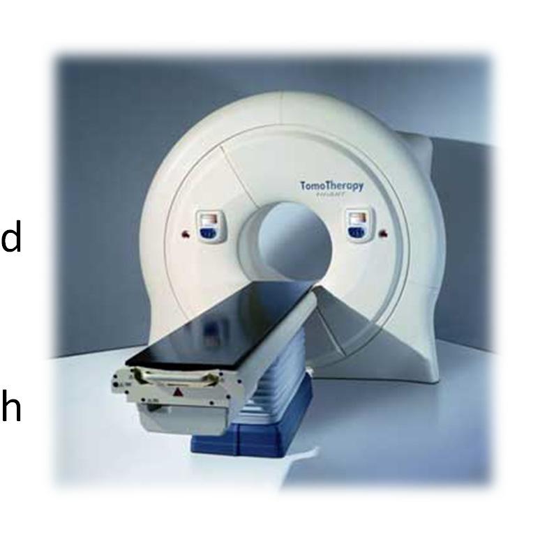 Hi-tech treatments for liver metastases TomoTherapy -Geometry of a helical CT scanner -6 MV linear accelerator in a slip ring