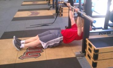 BAD Alignment Inverted Rows: : Set a Barbell across a rack at
