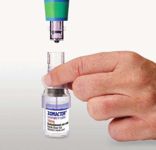 Step 4. Turn the ZOMA-Jet 10 over so that the vial is upside down. Step 5. Turn the Winding Grip in the direction of Fill until you see your prescribed dose in the Dosage Window.