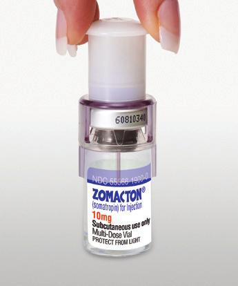 Place the cap on the mixed ZOMACTON 10 mg vial and store in an upright position in the refrigerator. See Figure Z.