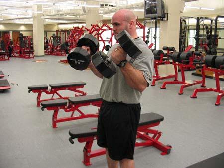 DB Curl 1. Begin with the dumbbells in each hand with your palms facing your body 2.