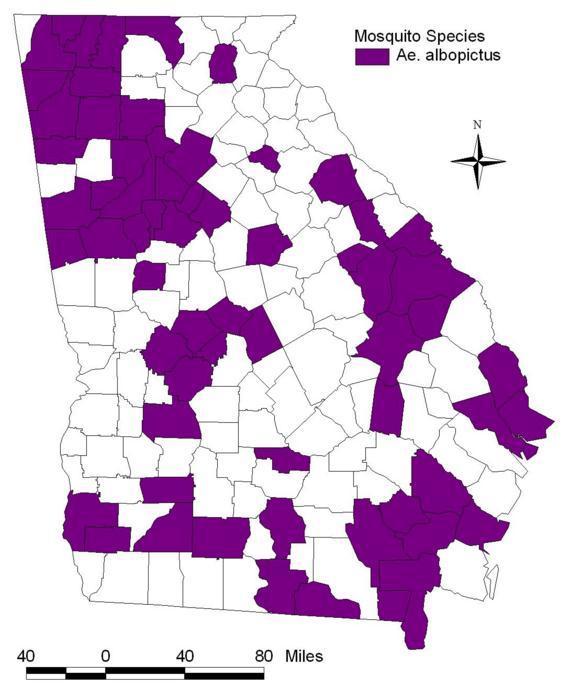 Mosquito vectors in Georgia Approximate distribution of Aedes spp.