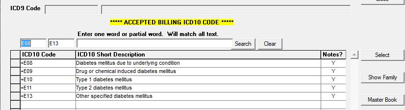 The + in front of an ICD10 code group indicates that there are ICD10 codes under this grouping.