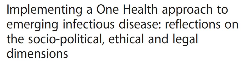One Health represents a call for both researchers and practitioners at the human, animal and environmental interfaces to work together to mitigate the risks of emerging and re-emerging infectious