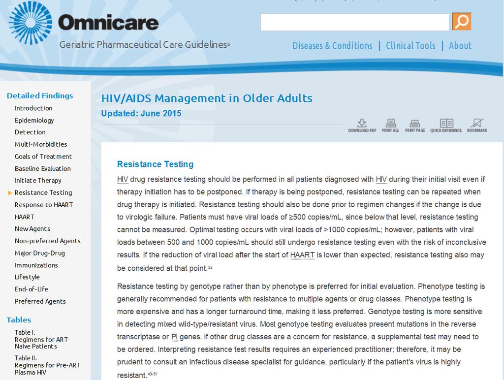 Medication Information and HIV/AIDS Treatment in Older Adults: Omnicare Geriatric Pharmaceutical