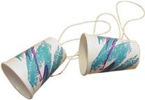 Challenge: Make Your Own String Telephone 1. Make a small hole in the bottom of two paper cups or yoghurt pots. 2.