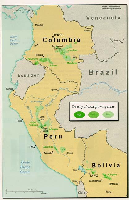 Drug Trafficking and Production Trends in the Andes 2000-2005 Colombian production of cocaine and heroin continues to increase despite aerial spraying program. Impact of coca production has been felt.