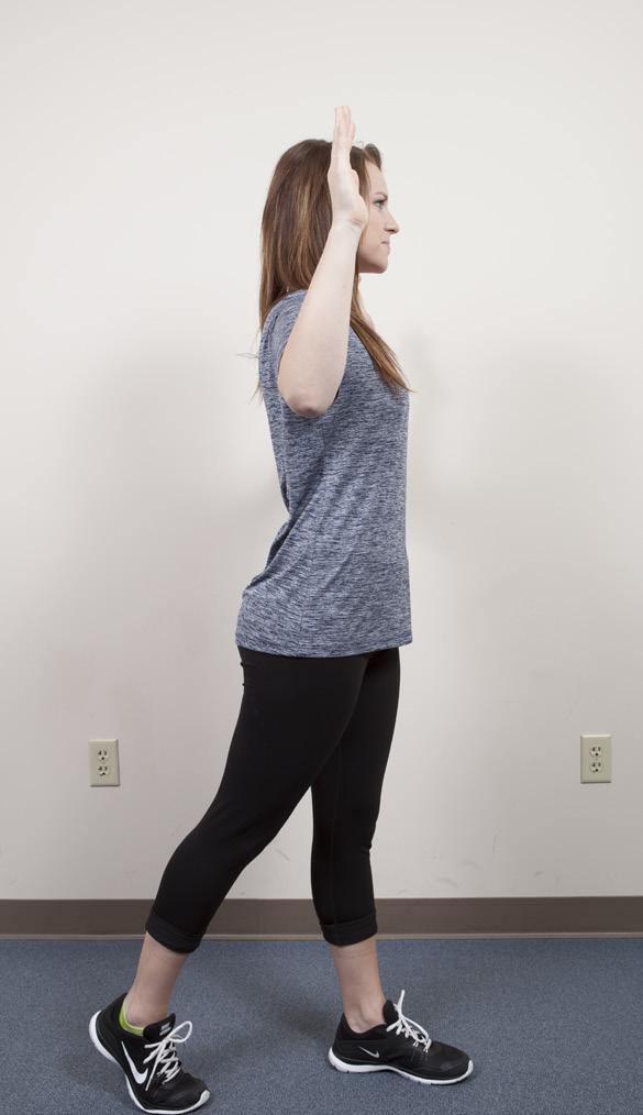 Corner stretch: This stretch enhances proper posture, stretches the shoulders, flattens the upper back and improves rounded shoulders. Stand in the corner of a room.