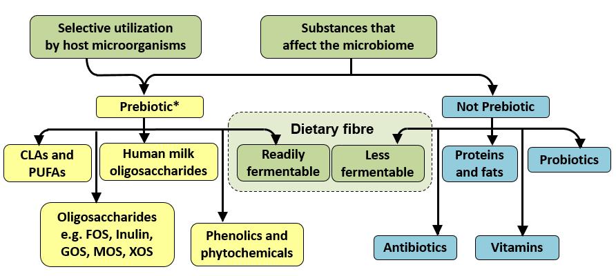 Prebiotic: a substance that is selectively utilized by host microorganisms
