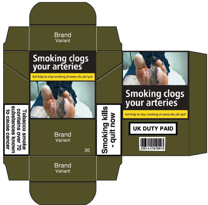 3. Cigarette pack All cigarette packs for retail must now be in standardised packaging. Packs must be a cuboid shape and a non-shiny drab dark brown.