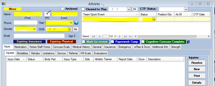 Adding an Athlete You need to add a First and Last Name, Gender, DOB, and