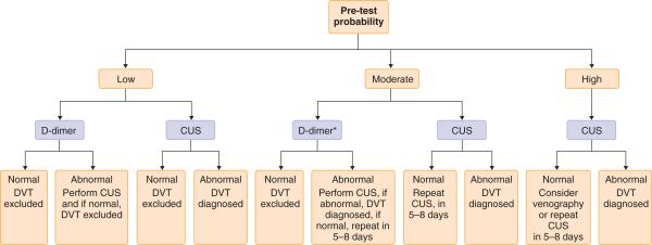 Diagnostic algorithm for suspected deep venous thrombosis.