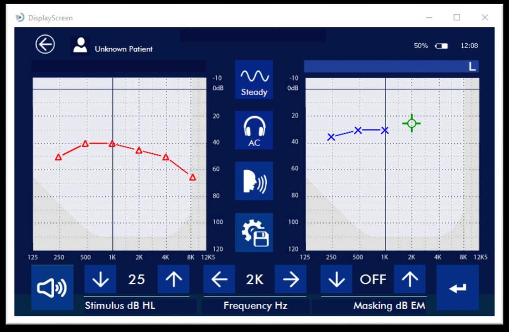 Figure 2: Use the directional buttons and space bar for audiometry functions Closing the Session When the diagnostic testing and counseling process is complete, the session can be closed by following
