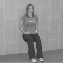 3 Airbench: Helps Bring Hips, Knees and Ankles into Alignment Hold this stretch for two minutes. Stand with your back against a wall with feet and knees hip-width apart and feet pointed straight.