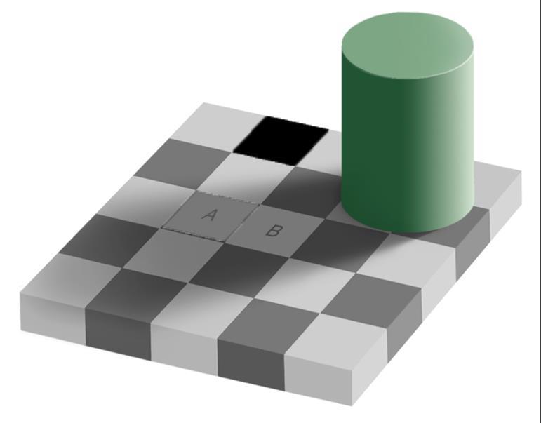 When the context of the squares is the same, they do indeed look exactly the same color!