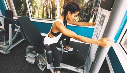 lower back ABDUCTOR MACHINE REPS: 12 10 1 Start the exercise by hinging your upper body slightly forwards on the machine, with your knees at 90 degrees in the foot stirrups 2 Adjust the width