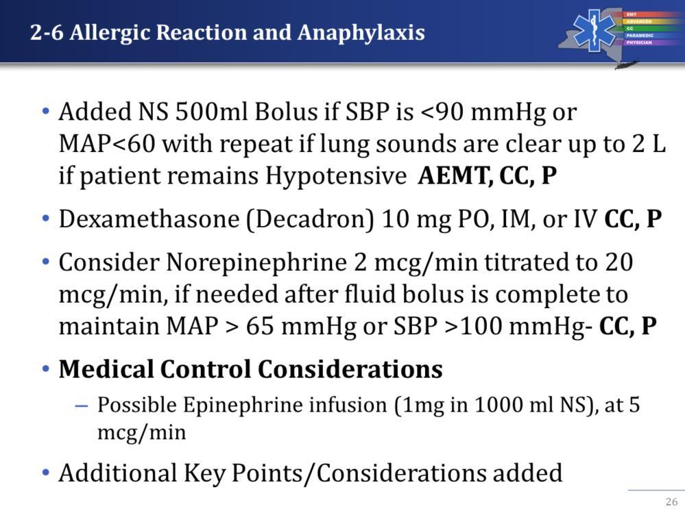 Albuterol removed for wheezing at AEMT level Solumedrol removed AEMT's in the the North Country will be allowed to give epinephrine