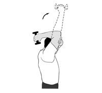 7. Elbow Extension Stand firm, and put your problematic arm bent over your head as shown above.