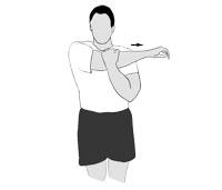 2. Cross Arm Stretch As shown above, pull the problematic arm across the chest until you feel tightening in the muscles.