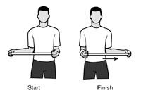 4. Passive External rotation Hold the stick with single hand and cup the last end of the stick through the other hand.