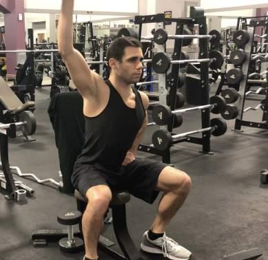 Pull the dumbbell up and towards the top of the rep extend your arm so