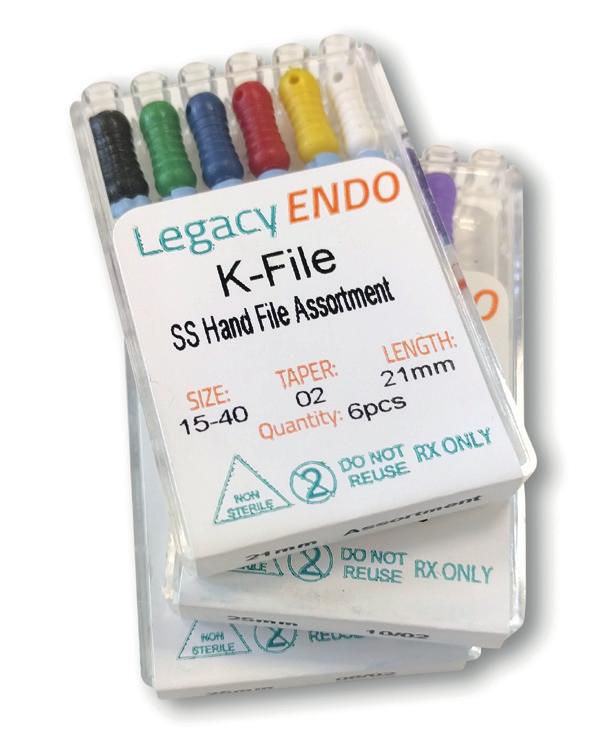 K-Files LegacyENDO ISO Size 21 mm 25 mm 31 mm Size 6 12000 12010 12020 Size 8 12001 12011 12021 Size 10 12002 12012 12022 Size 15 12003 12013 12023 Size 20 12004 12014 12024