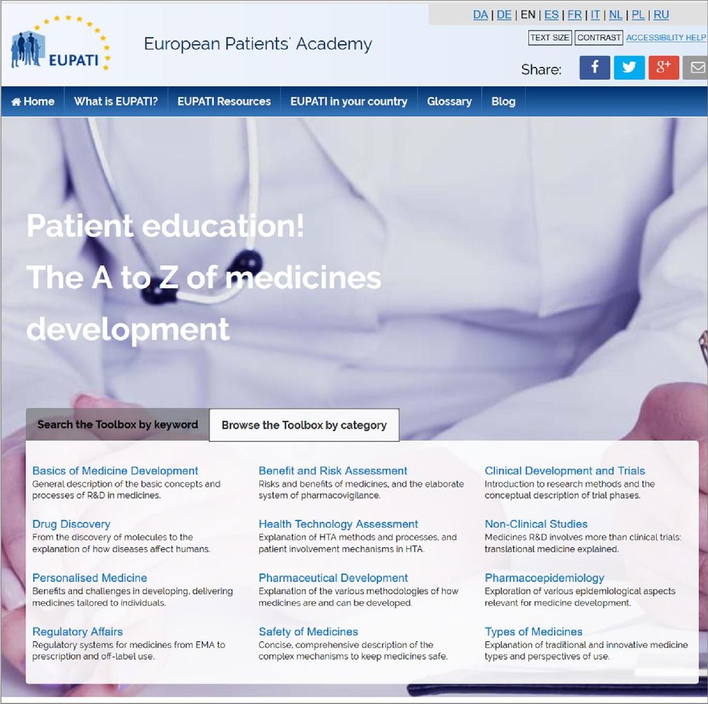 EUPATI Toolbox on medicines R&D at www.eupati.eu (9 languages) 1. Discovery of Medicines 2. Pre-clinical development 3.