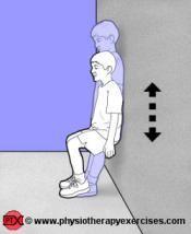 Squatting against a wall To strengthen the leg extensors and improve the ability to stand or walk. To strengthen the muscles that straighten your leg and improve your ability to stand or walk.