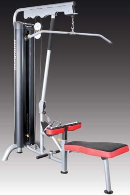 thigh pads lock user in place to perform lat pulldown.