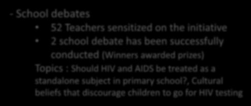 awarded prizes) Topics : Should HIV and AIDS be treated as a standalone