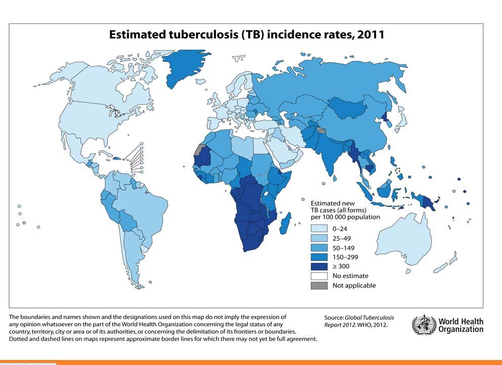 Global Tuberculosis Impact In 2011: Active TB cases 8.7 million cases 1.
