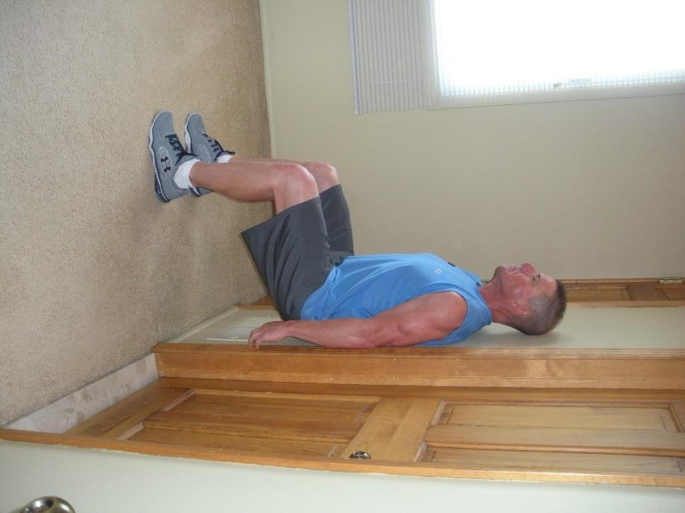 Wall Squat Isometric START & There is no movement Lean against a wall, with knee joint directly over ankle joint, and level with hip joint Back flat and head back Warning: People tend