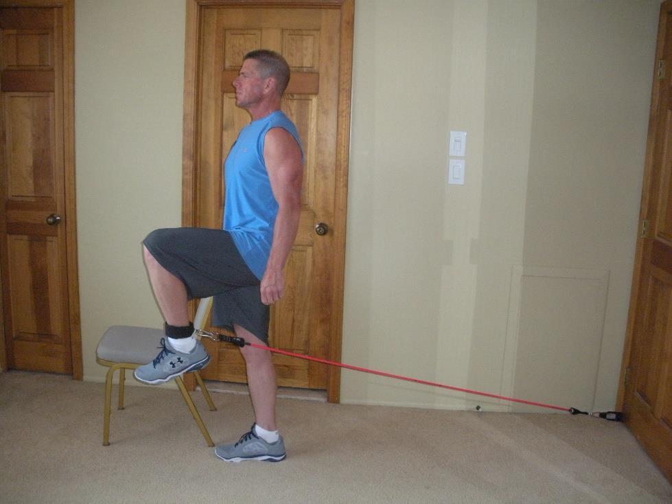 Make sure the leg not being exercised (stabilizer leg) is fully extended but the knee is not locked.