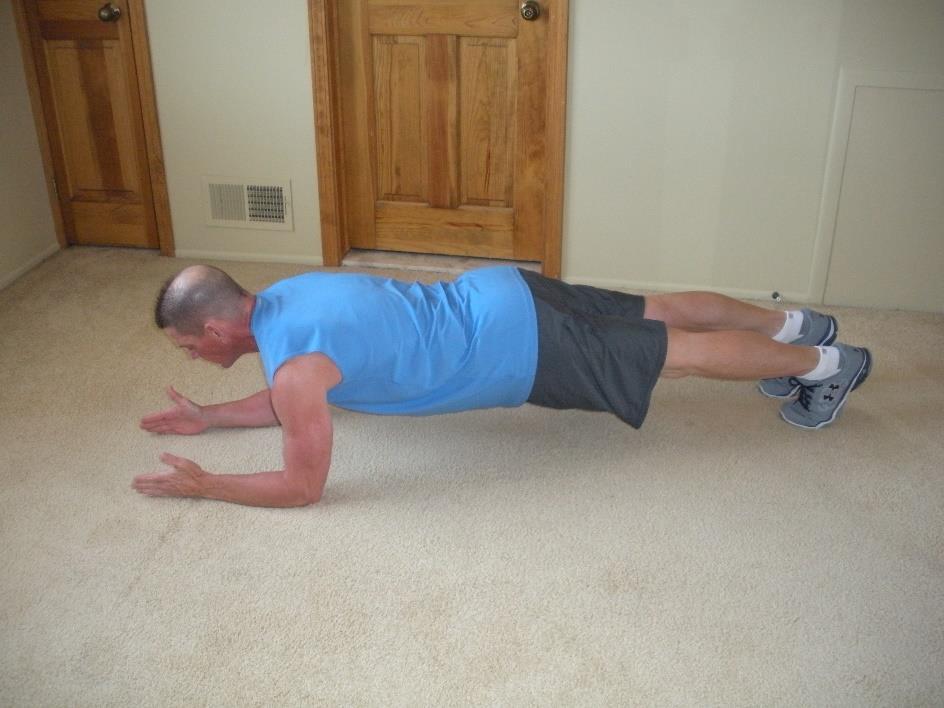 Four Point TVA (Often called the Plank) START & There is no movement Back flat and neck in neutral position Elbows directly underneath shoulders *Inhale as deeply as possible while relaxing the