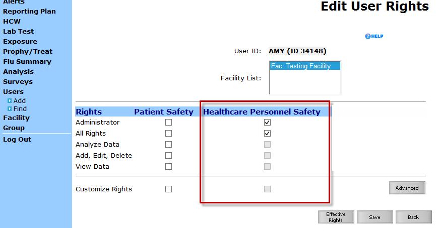 User Rights After saving the new user information, the Edit User Rights screen will appear Please be sure to confer