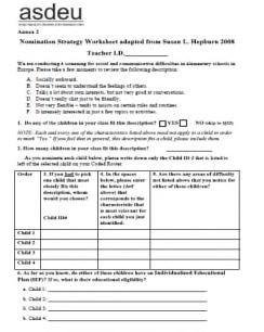 school year Screening using the Teacher Nomination form (Hepburn,