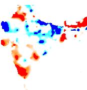 As the map demonstrates, the reduction in TFR is almost identical to the national average for more than half of India's territory, i.e. variations in fertility decline over these fifty years are less than 0.