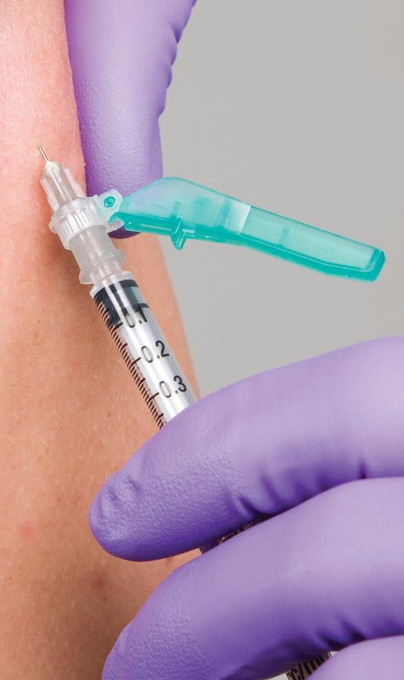 Subcutaneous Injection Prep; prepare correct medication dose; select injection site; cleanse site with alcohol wipe using circular motion from center out; allow to dry Gently pinch skin and lift